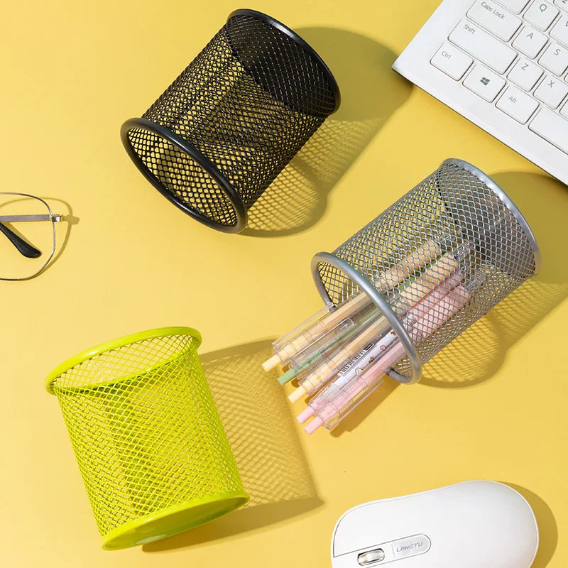 1Pcs New Pencil Holder Office Desk Metal Mesh Square Pen Pot Cup Case Container Organiser Durable Pencil Case