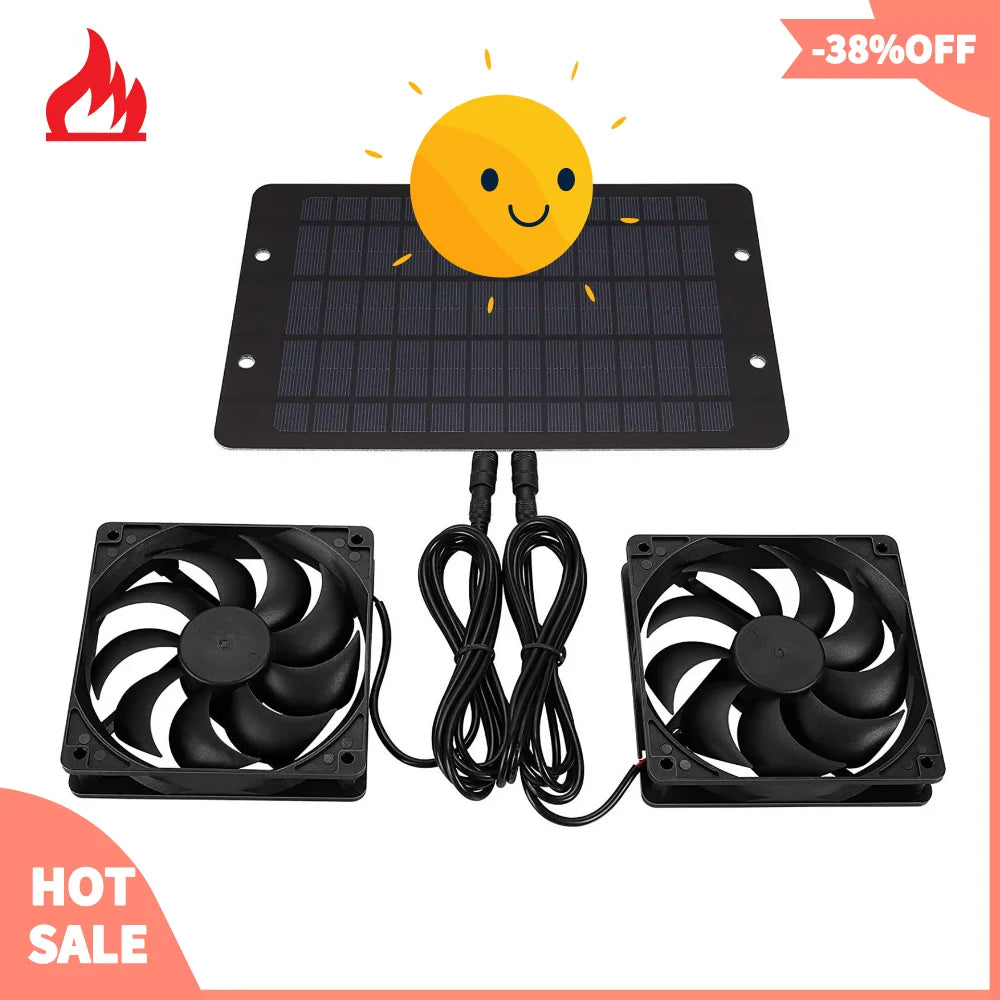 12V Solar Exhaust Fan 6 Inch Mini Ventilator Solar Panel Powered Fan Air Extractor for Dog Chicken House RV Greenhouse Fan