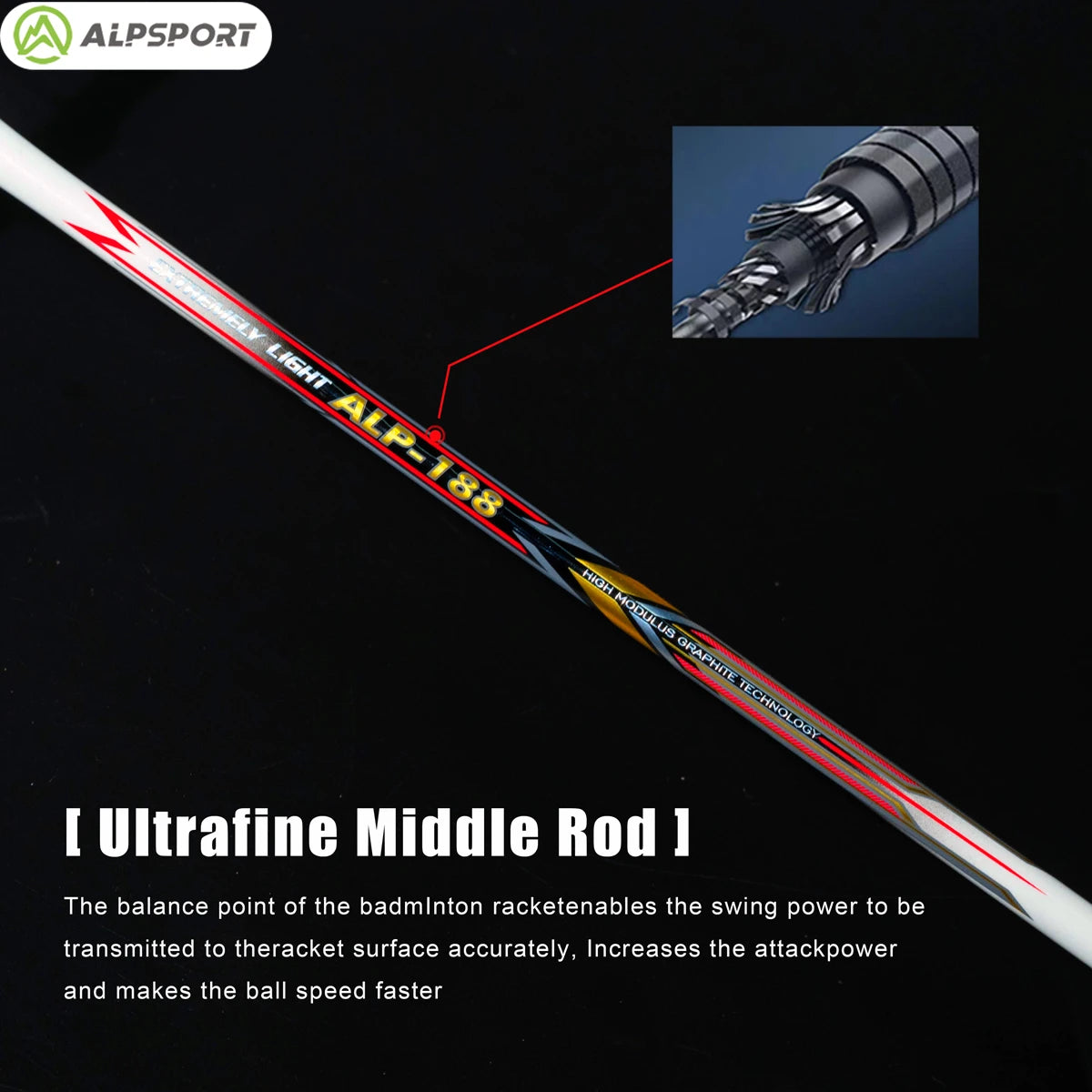 Alpsport AIR 10U  Ultralight 52g T800 Badminton Racket Fast rebound  Imported max 28lbs Carbon fiber + titanium badminton racket