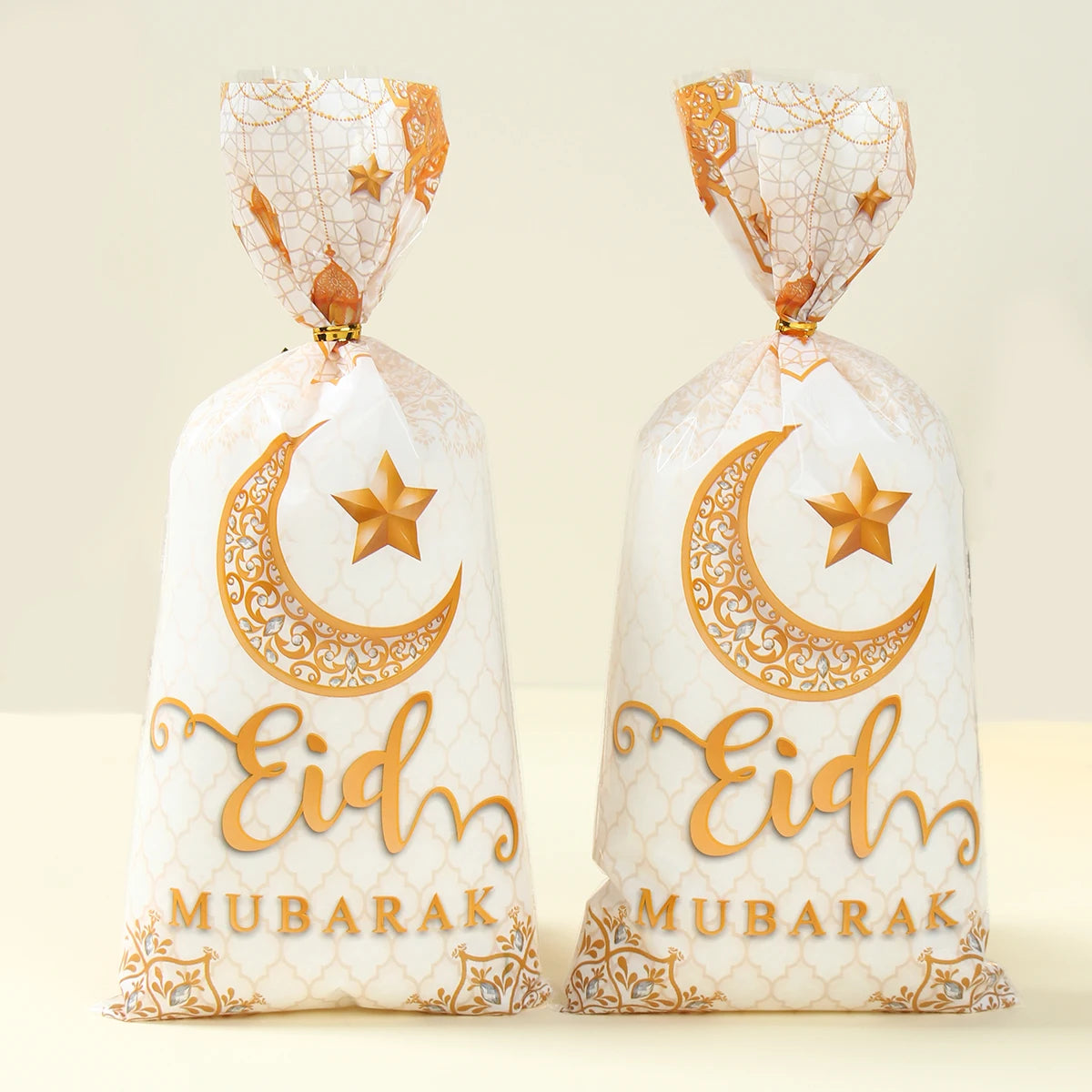 25/50/100pcs Eid Mubarak Gift Packing Bags Plastic Cookie Candy Bags  Kareem Ramadan Decor 2024 Islamic Muslim Party Supplies