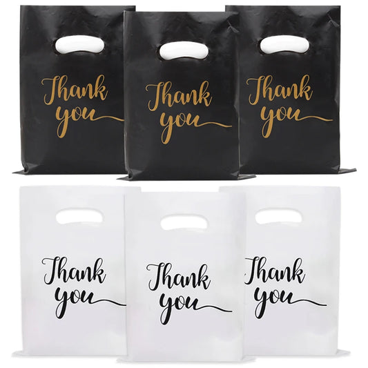 30/50/100pcs Thank You Gift Bags Plastic Candy Cookie Packaging Bag for Wedding Birthday Party Favors Small Business Supplies