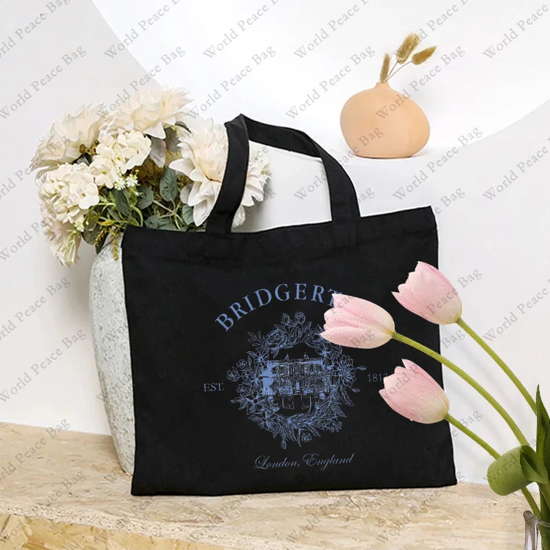 1 pc Penelope Colin Bridgerton Season 3 patternTote Bag Canvas Shoulder Bag For Travel Daily Commute Women's Reusable Bag