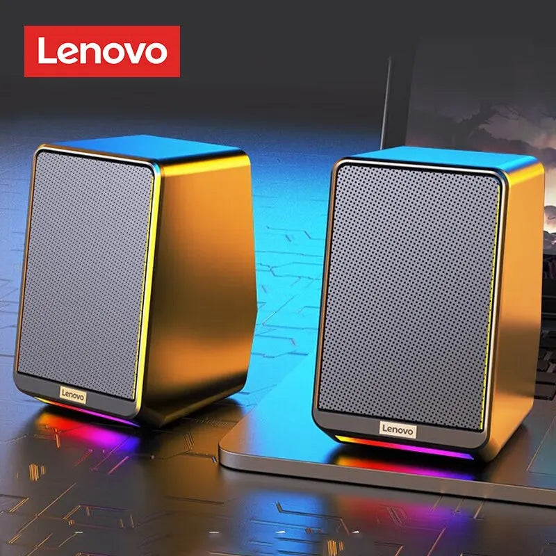 مكبرات صوت سطح المكتب السلكية Lenovo TS38 بمنفذ USB مقاس 3.5 مم ومكبرات صوت ستيريو محيطية للألعاب وشريط صوتي للكمبيوتر الشخصي