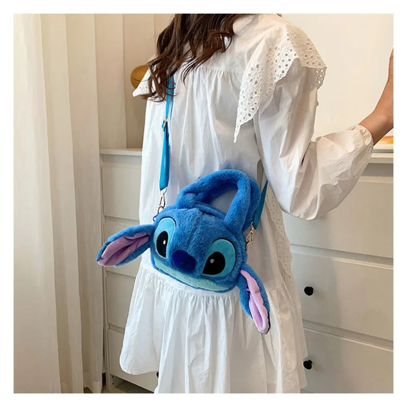 Disney New Lilo &amp; Stitch Мягкие игрушки Kawaii Plush Messenger Bag Сумочка для девочек Мягкие игрушки из аниме Детские мультяшные плюшевые мягкие сумки