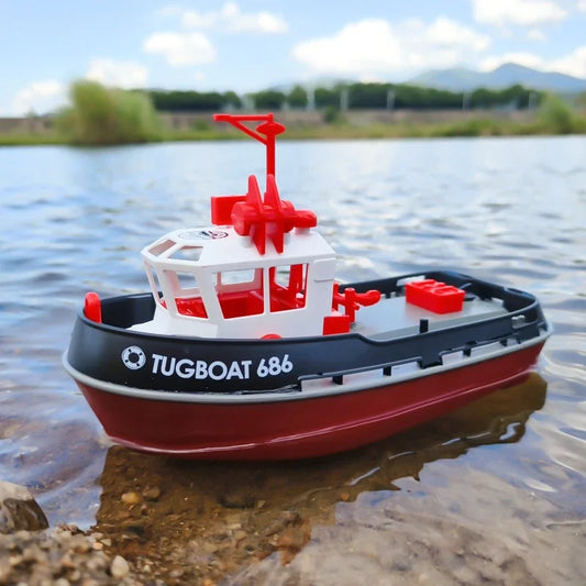 RC Tugboat 2.4G Remote Control Ship Dual Motor Power Proportionally Adjustable Steering Sealed Waterproof Structure Speed Boat