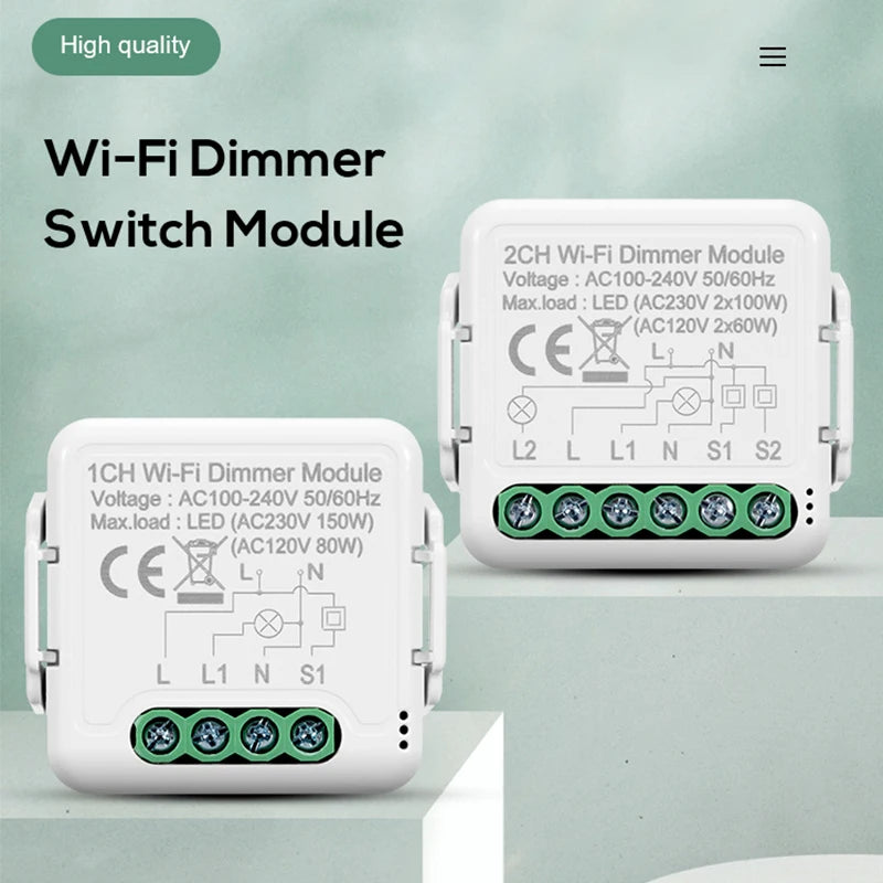 DIY  Wifi Smart Dimmer Switch Module Tuya/Smartlife APP Remote Control Two Way Compatible with Alexa Google Home Voice Control