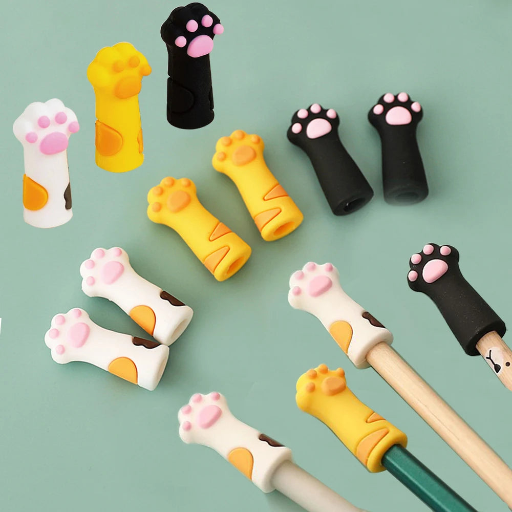 3 шт./компл. Kawaii Cat Pencil Caps Cartoon Силиконовые чехлы для ручек для детей Милый удлинитель для карандашей Канцелярские принадлежности для школы