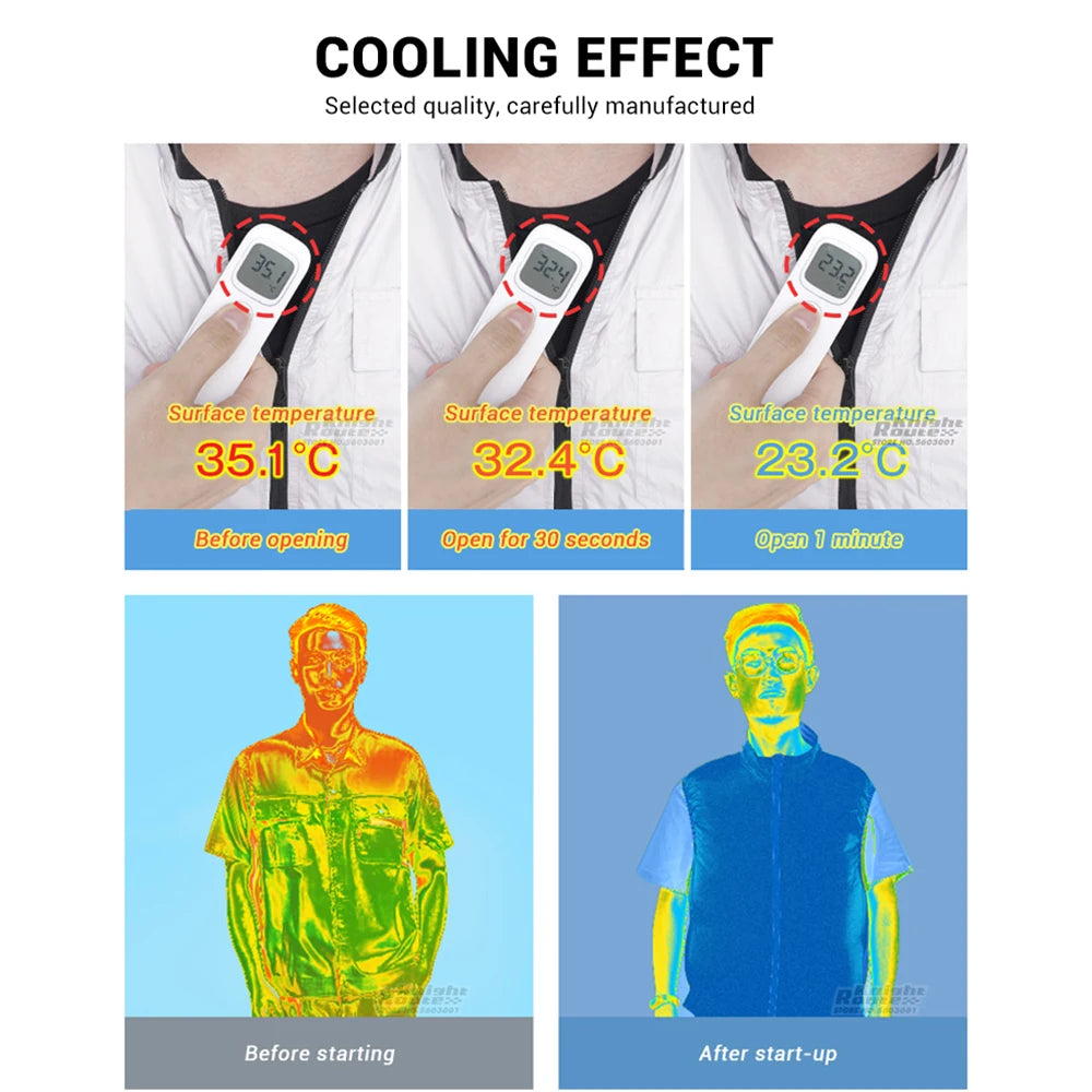 2024 Cool Vest Носимая охлаждающая жилетка с вентилятором Одежда с кондиционером Походная охлаждающая 13 часов для работы при высоких температурах Рыболовный жилет