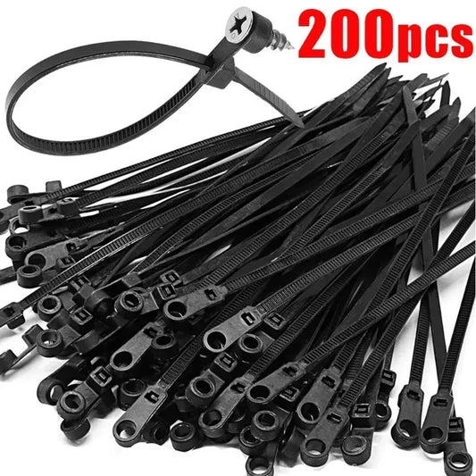 New Screw Hole Nylon Cable Ties Multipurpose Heavy Duty Adjustable Self-locking Cord Ties Organizer Straps DIY Fastening Loop