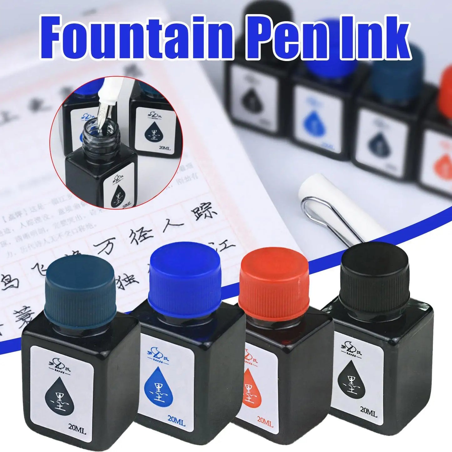 20ml Fountain Pen Ink Dip Pen Ink Bottle Blue Ink Refilling Writing Inks Available Calligraphy Art Ink Sac Students Station