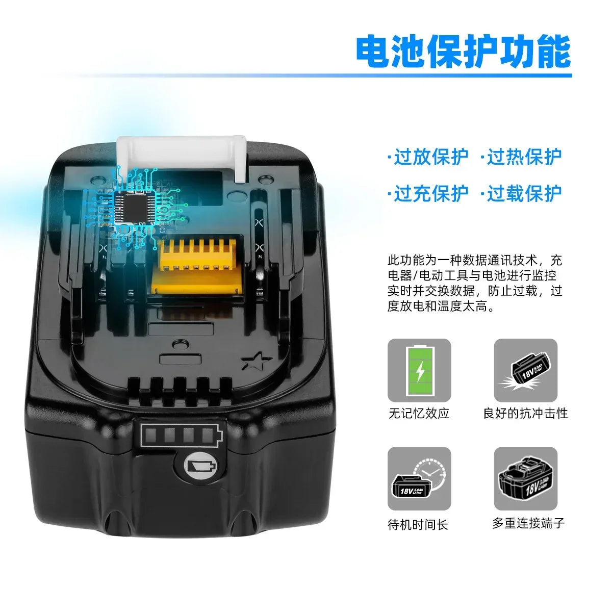 for Makita 18V Battery 6000mAh Rechargeable Power Tools Battery 18V makita with LED Li-ion Replacement LXT BL1860B BL1860 BL1850