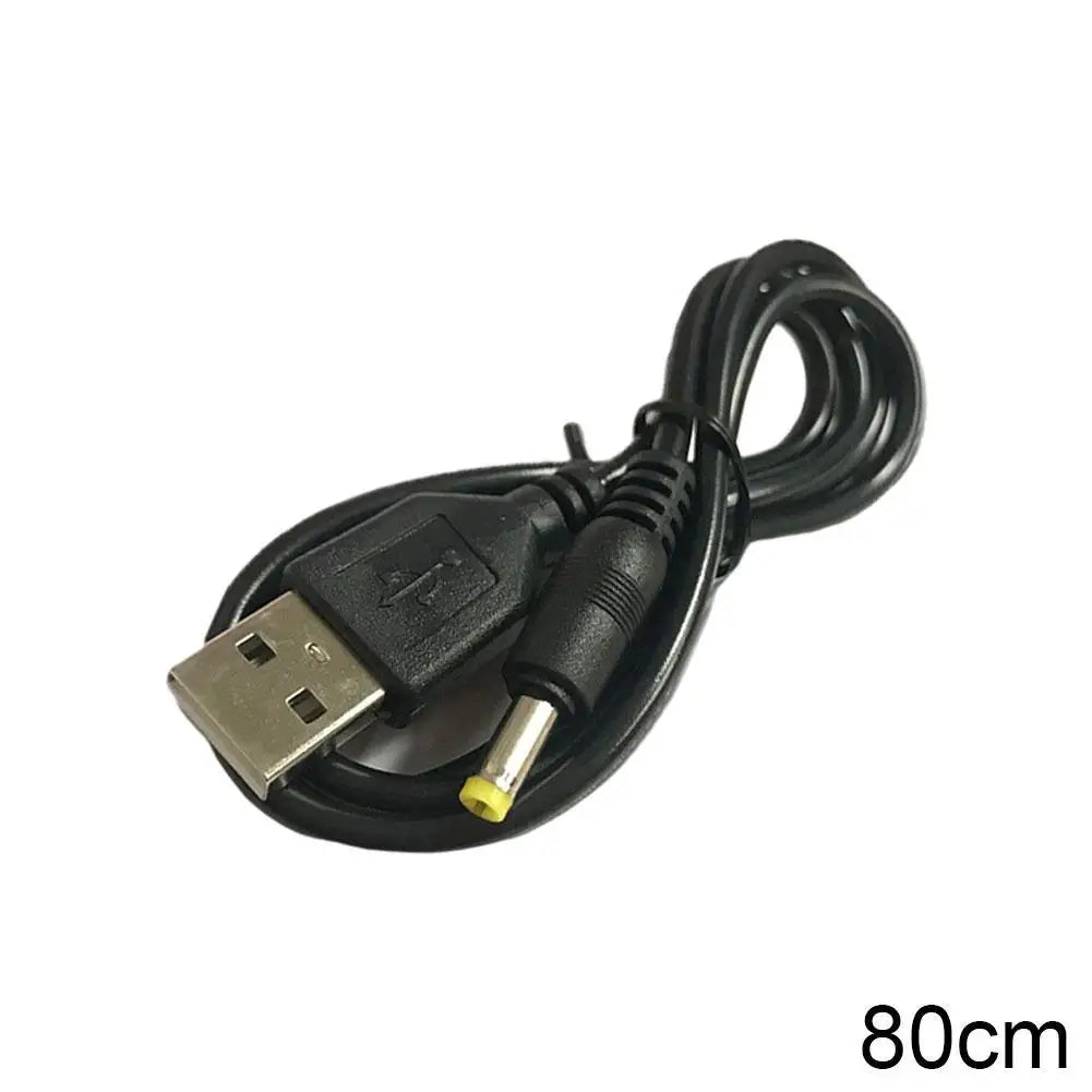 كابل شاحن USB 2 في 1 بطول 0.8 متر لجهاز PSP 1000 2000 3000، قابس شحن USB 5 فولت، كابل شحن USB إلى قابس تيار مستمر 1 أمبير، سلك طاقة ملحقات الألعاب