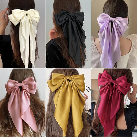 القوس الشريط مشبك شعر للنساء Bowknot المشابك الفتيات الصلبة وصمة عار الربيع ذيل حصان كليب عقال إكسسوارات الشعر أغطية الرأس هدية