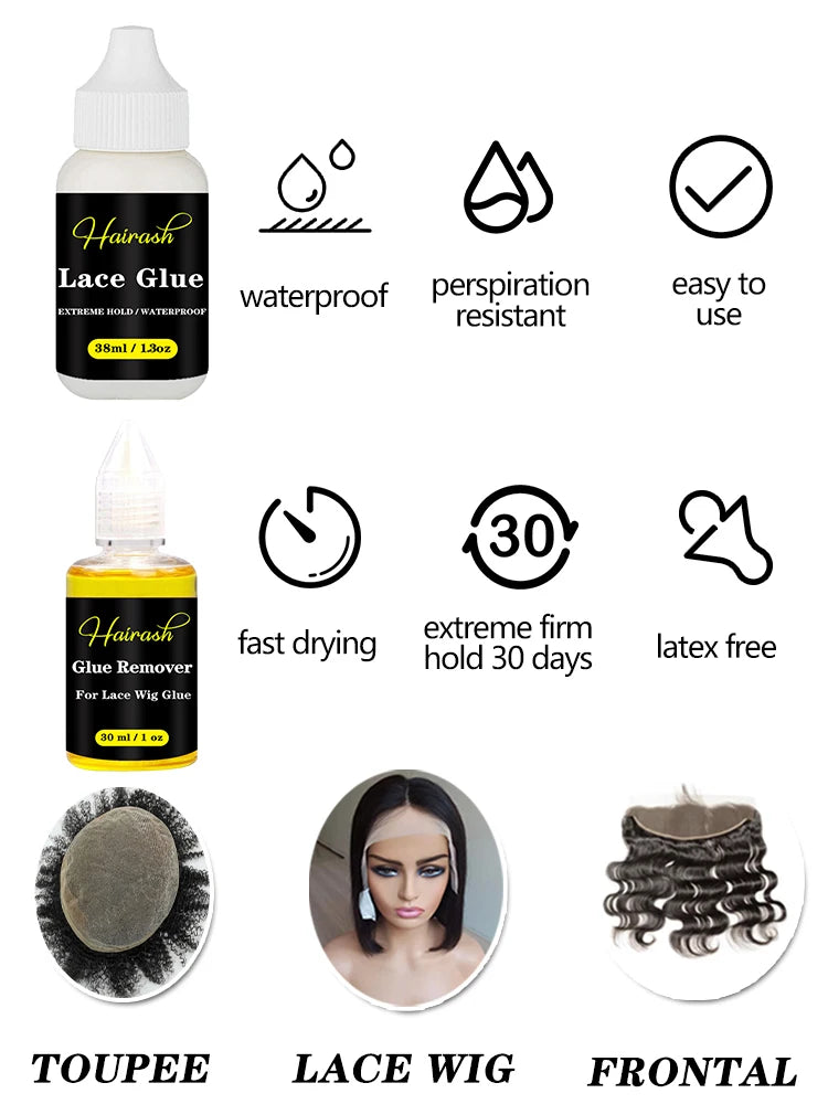 Front Lace Wig Glue Waterproof 15g Wax Stick For Wig 60ml Lace Tint Spray Adhesive Extensions Remover Wig Installation Kit Set