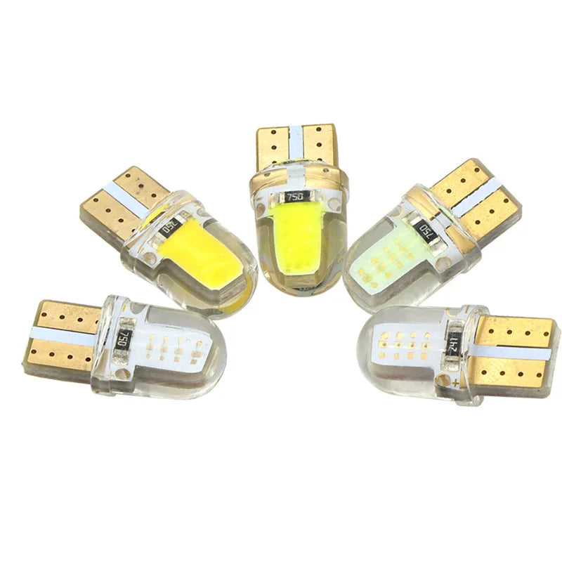 10 قطع T10 W5W لمبة 12 فولت LED لوحة ترخيص مصباح COB T10 LED Canbus مصباح التخليص أضواء وقوف السيارات أضواء السيارات الملحقات