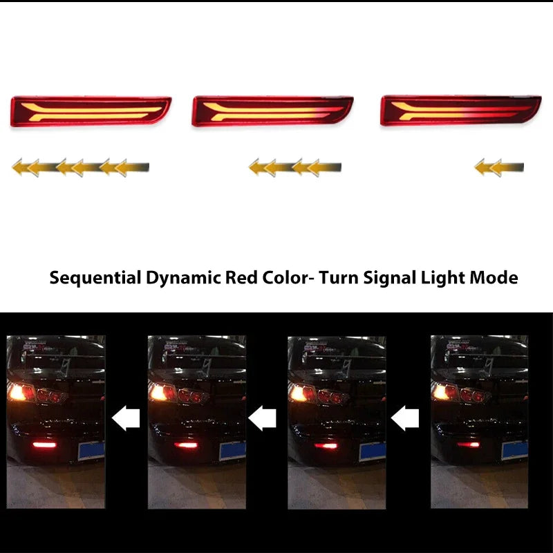 2 шт. для Mitsubishi Lancer Evo X Outlander красные отражатели заднего бампера, задние противотуманные фары/тормозные фонари и указатели поворота