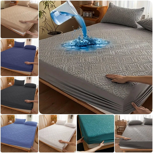 Waterproof Thick Mattress Protector Breathable Anti-mite Fitted Bed Sheet Mattress Cover Machine Washable No Pillowcase