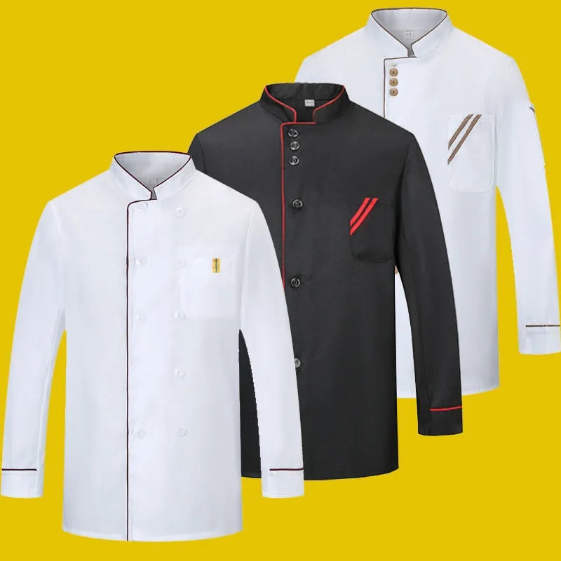 Professiona Premium Hotel Kitchen Uniform Long Sleeves Chef Jacket для мужчин, идеально подходит для сферы общественного питания