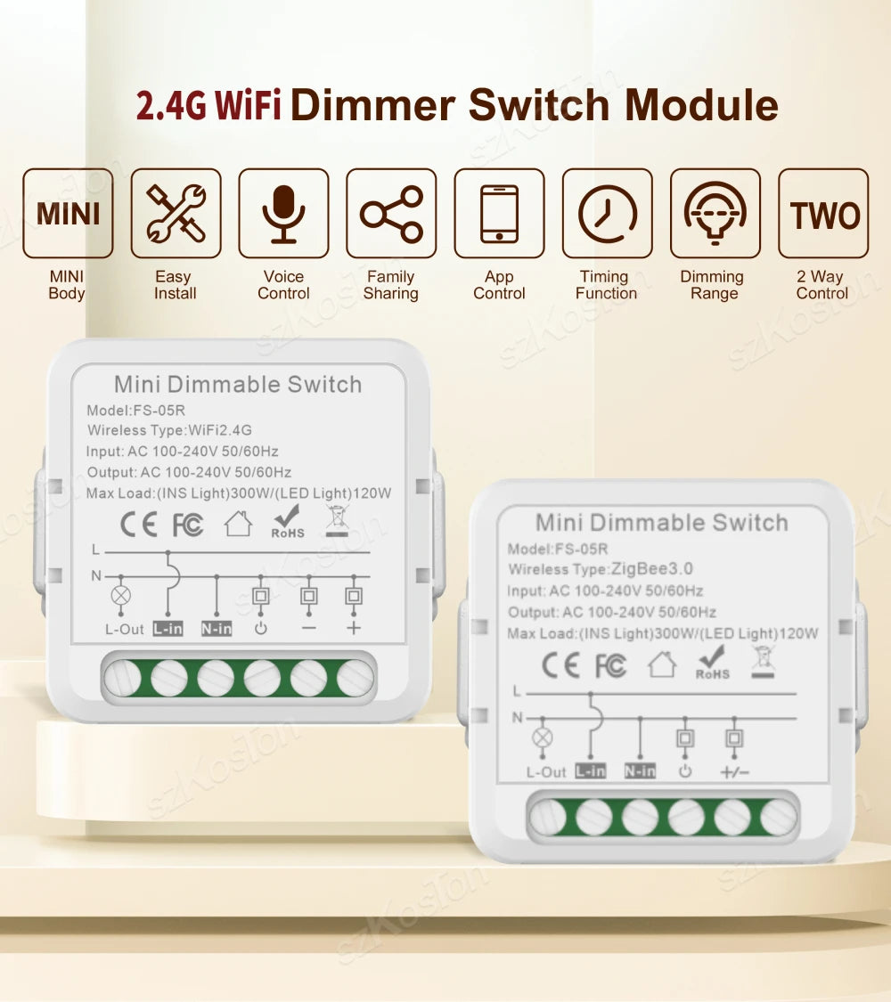 Модуль переключателя интеллектуальных диммеров Tuya ZigBee WiFi поддерживает 2-стороннее управление светодиодными лампами, регулируемый переключатель, работает с Alexa Google Home