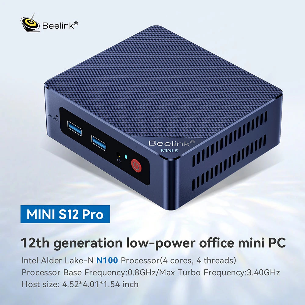 كمبيوتر ألعاب سطح المكتب Beelink Mini S Intel 11th Gen N5095 Mini PC N100 S12 Pro DDR4 8GB 128GB SSD N95 VS GK3V J4125