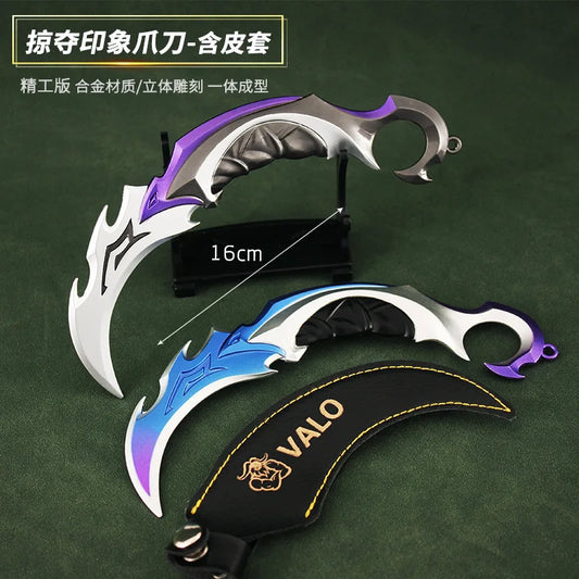 16 см Valorant Game Peripheral Shadow Sect Claw Blade с кожаным чехлом, цельнометаллическая копия, миниатюрная фэнтезийная фигурка, украшения