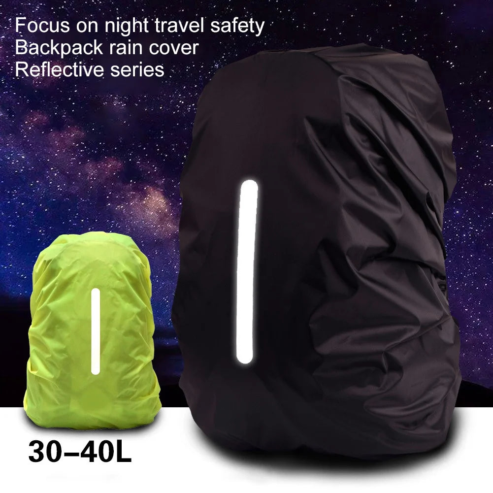 Reflective Waterproof Backpack Rain Cover Outdoor Sport Night Cycling Safety Light Raincover Case Bag Hiking 30-80L