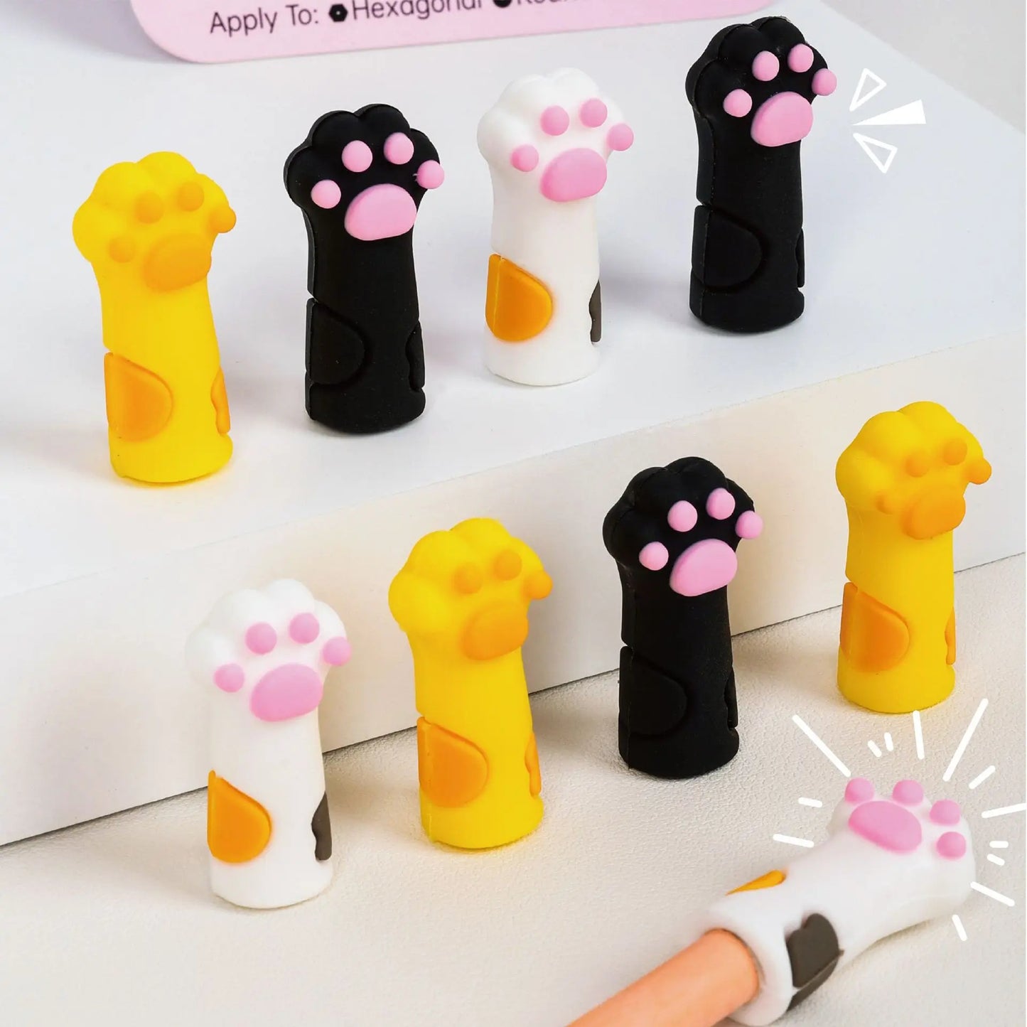 3Pcs/Set Kawaii Cat Pencil Cap Cartoon Silicone Pen Topper Covers For Kids Cute Pencil Extender Stationery School Supplies