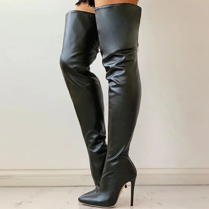 Women's Boots High Heel 11cm Over Knee Boots Large Size 34-43 Back Zipper Fashion Personality Boots