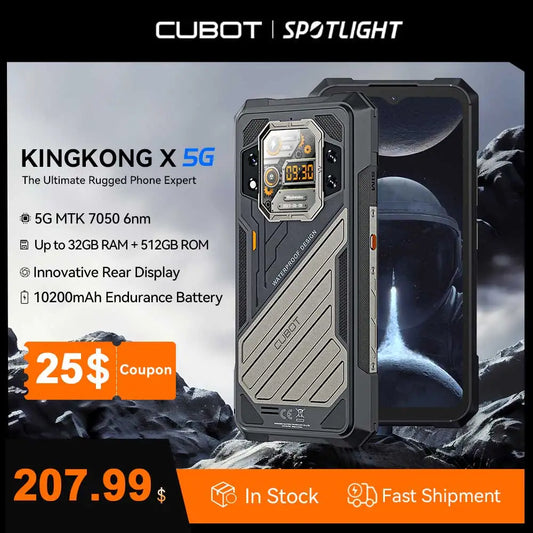 [World Premiere] CUBOT KINGKONG X, Rugged Smartphone 5G, 32GB RAM(16GB+16GB), 256/512GB ROM, 10200mAh, 120Hz Screen, NFC, WiFi 6