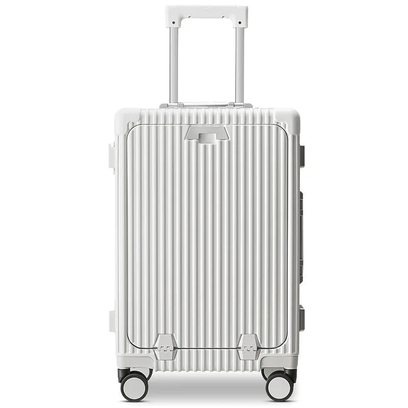 20/24 inch Travel suitcase on wheels TSA  Aluminum frame Front opening rolling luggage case USB middle size luggage with Wheels