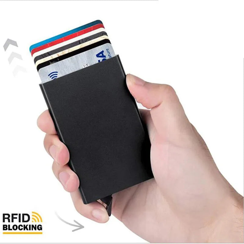 Rfid смарт-кошелек держатель для карт металлический тонкий мужской женский кошелек минималистский кошелек маленький черный кошелек Vallet кошельки для мужчин