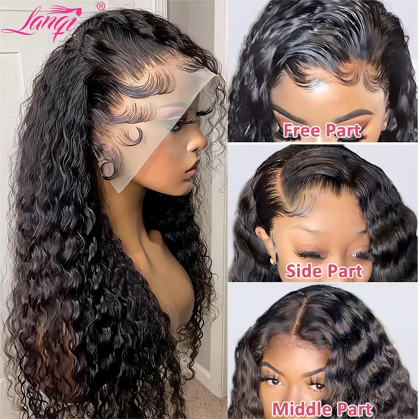 250% 13X4 Deep Wave Glueless Wigs Human Hair Ready To Wear 13x4 Curly Lace Front Human Hair Wig Transparent Lace Frontal Wig