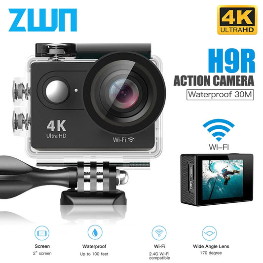 Action Camera Ultra HD 1080P 4K/30fps WiFi 2.0-inch 170D 30M Underwater Waterproof Video Recording Sport Camera And Accessories