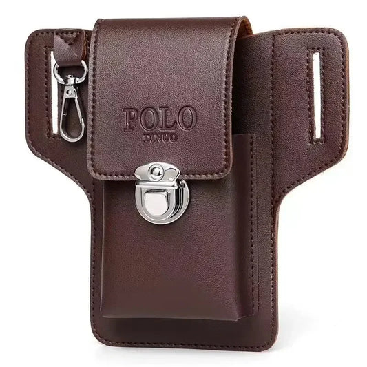 2024 Fashion New Men's Belt Leather Case Vertical Multifunctional Portable Phone Waistpack Card Bag Can Be Keyed Pu Leather Gift