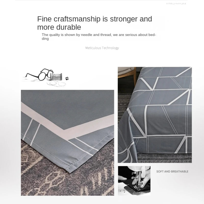 3PCS/Set Soft Skin-Friendly Bed Sheets Pillowcase Bedroom Dormitory Comfortable Brushed Sheet Thick Breathable Sheet