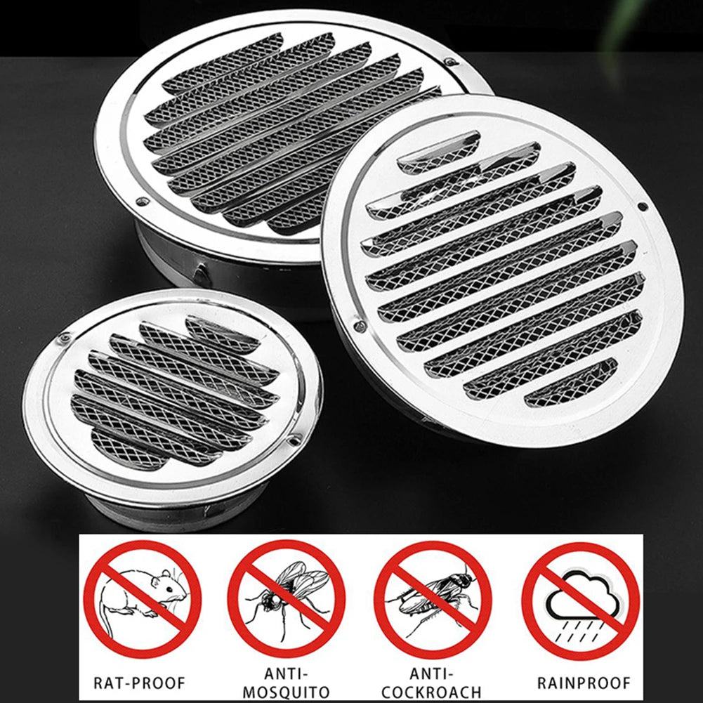 1pcs 70-300mm Round Stainless Steel Air Vent Grille Insect Protection Home Exterior Wall Ducting Ventilation Tool