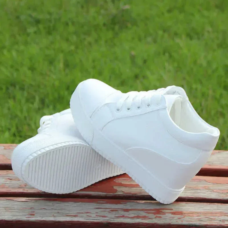 New White Hidden Wedge Heels Sneakers Casual Shoes Woman High Platform Shoes Women's High Heels Wedges Shoes for Womenbn