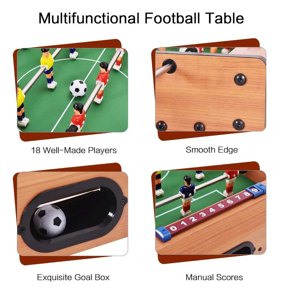 Wooden Foosball Table Easily Assemble Soccer Games Table Top Footballs Indoor Game Set for Room, Parties, Family Sport Kids Gift