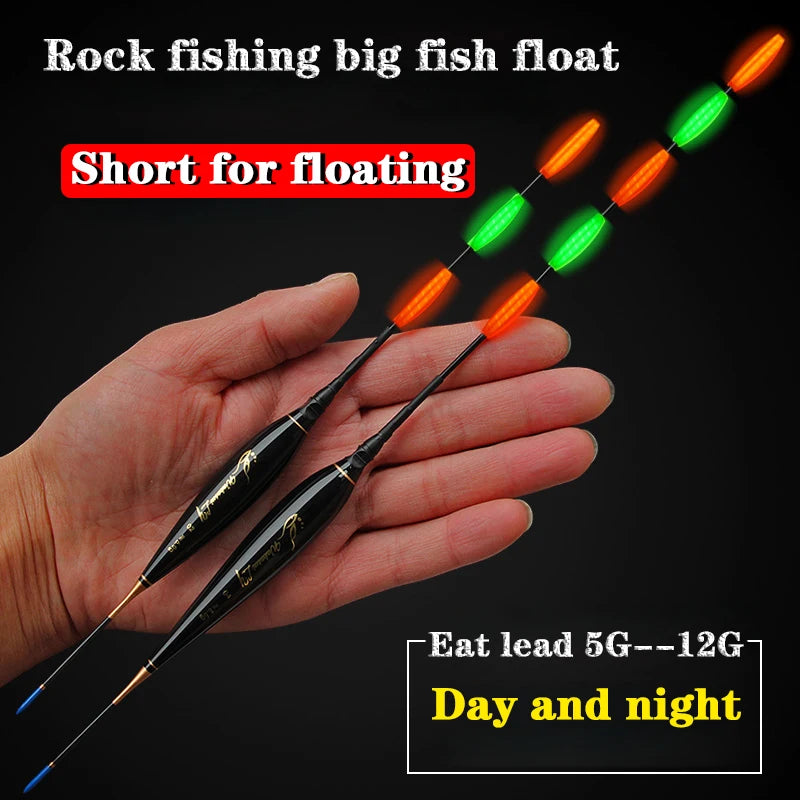 WAKASUILY New 2-Piece Set Night Fishing Float Short  Eye-Catching Rock Fishing Float With Dual Hole Charger/Rechargeable Battery