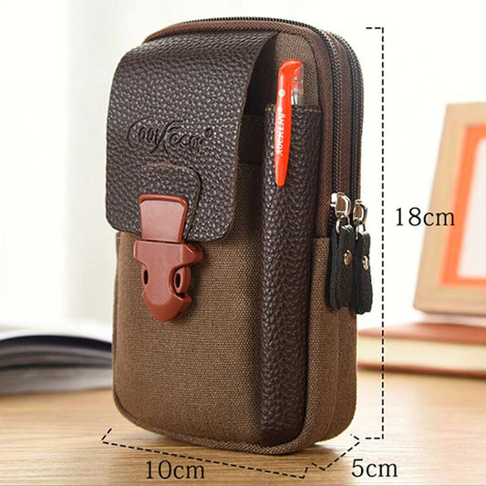 Casual Male Zipper Men Waist Bags Small Solid Color Card Holder 4 Inch Phone Packs Belt Fanny Purse 2023 New