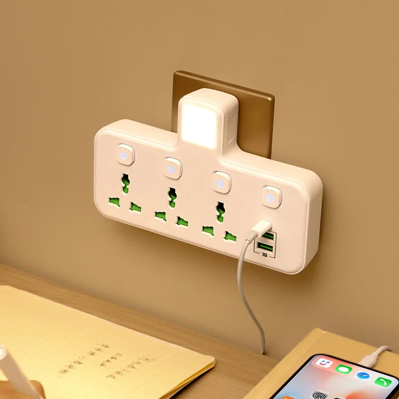 EU UK AU US Plug AC Outlet Power Strip Multiprise Wall Socket Universal Network Filter USB Charger Separate Switch Light Adapter