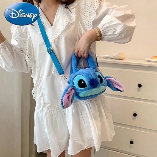 Disney New Lilo &amp; Stitch Мягкие игрушки Kawaii Plush Messenger Bag Сумочка для девочек Мягкие игрушки из аниме Детские мультяшные плюшевые мягкие сумки