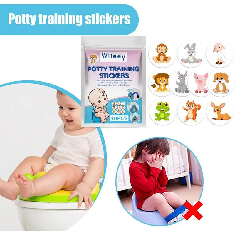 10pcs/pack Potty Training Stickers Cartoon Animal Theme Reward Stickers with 10 Different Patterns for Potty Training Seat