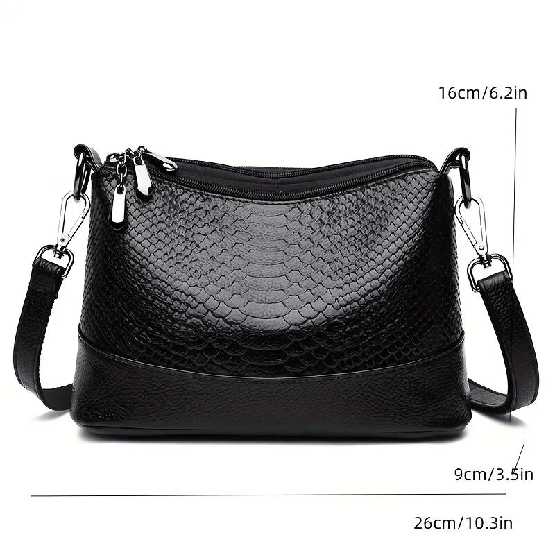 Crocodile Pattern Crossbody Bag Fashion PU Leather Shoulder Bag Gift for Women's Multi Zipper Purse Cross Body Bag Daily Use