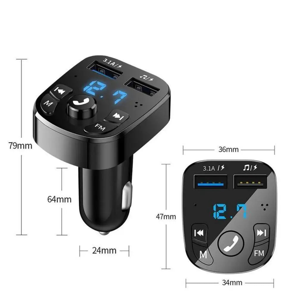 Автомобильный Bluetooth FM-передатчик 87,5–108 МГц, аудио, автомобильный MP3-плеер, выход 5 В, USB, быстрая зарядка для автомобиля, электронные аксессуары 12–24 В