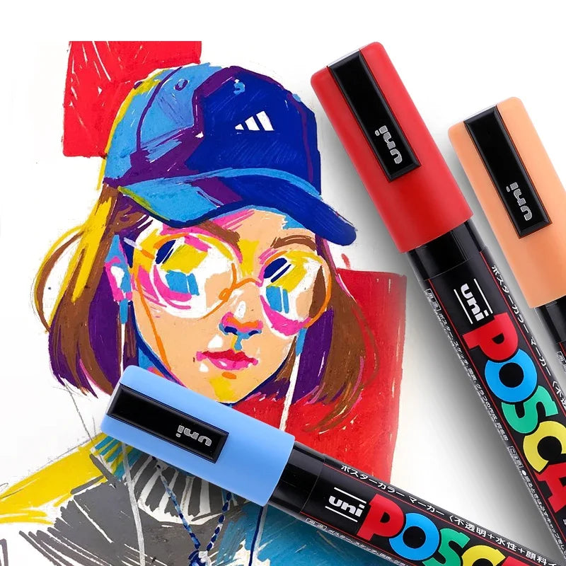 1 قلم تحديد UNI Ball POSCA PC-1M POP Poster Pen/Graffiti Advertising 0.7mm Art Stationery Multicolor Optional Art Supplies