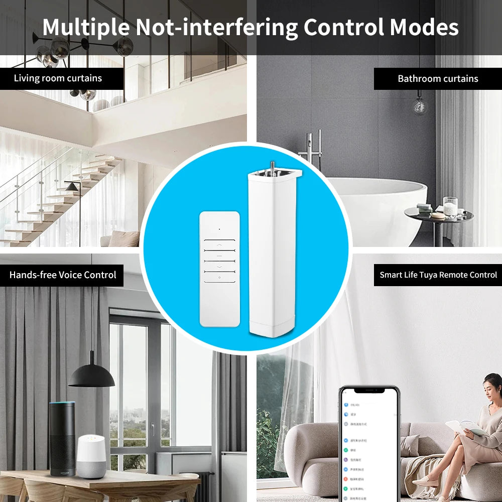 Smart Tuya Wifi/Zigbee Electric Curtain Shutter Motor with RF Remote 22.5CM Size APP Control Alexa Google Assistant SmartThings