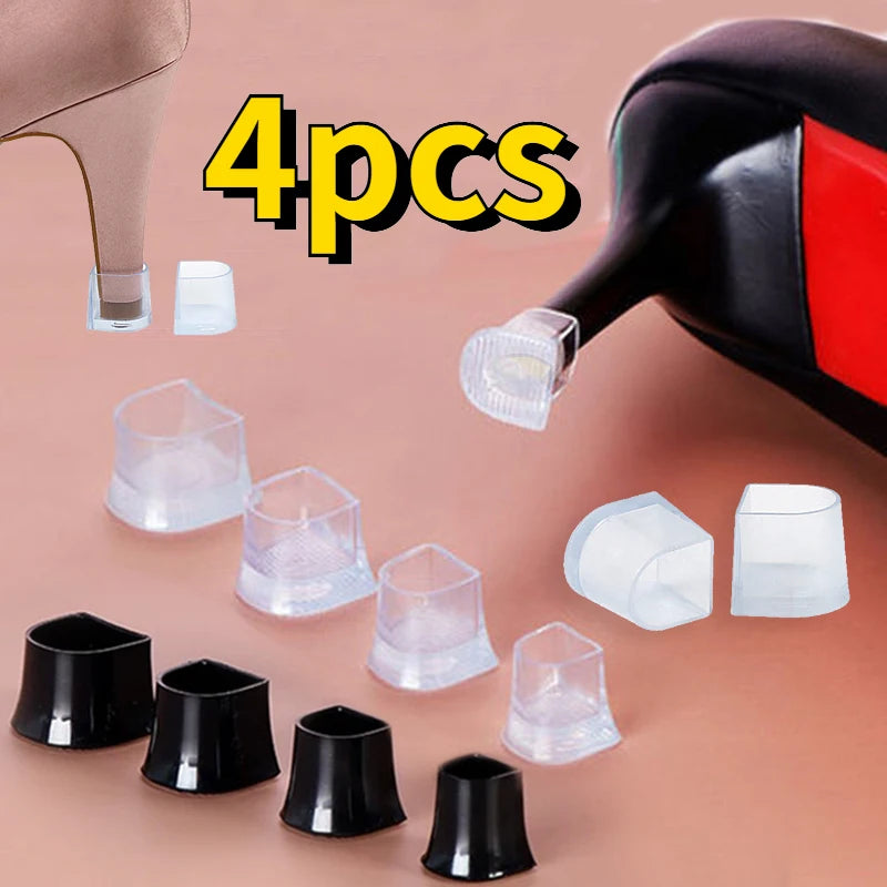 4Pcs/2Pair Silicone Heel Protectors Stoppers Latin Stiletto Dancing Covers Antislip High Heeler Bridal Wedding Shoes Accessories