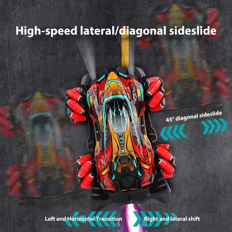 سيارة سباق F1 Drift RC مزودة بمصابيح LED وموسيقى 2.4 جيجا هرتز وجهاز تحكم عن بعد بالقفازات وسيارة 4WD كهربائية للأطفال