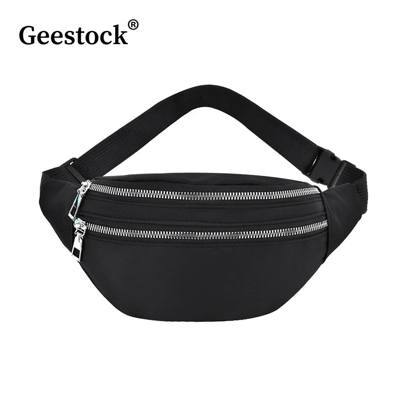 Geestock riñonera Women'S Waist Bag Nylon Fanny Packs Casual Women'S Chest Bags Man Belt Pouch Travel Hip Bag Sport Bum Bag